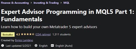 11 GB == This course has everything you need to get started in algorithmic trading. . Expert advisor programming in mql5 part 1 fundamentals